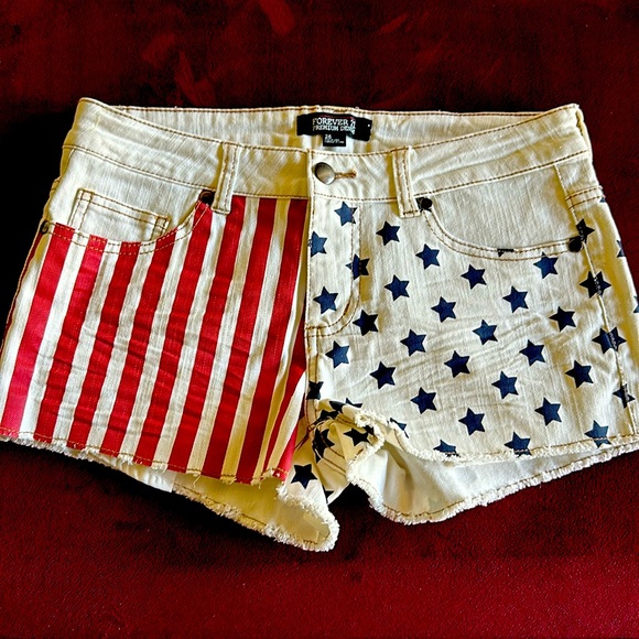 4th of July Denim Cutoff Shorts - Picture 1 of 3